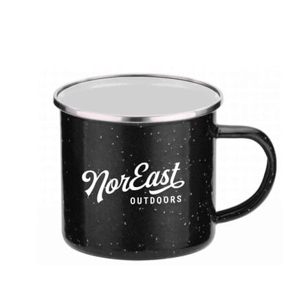 Black and white ceramic coated mug