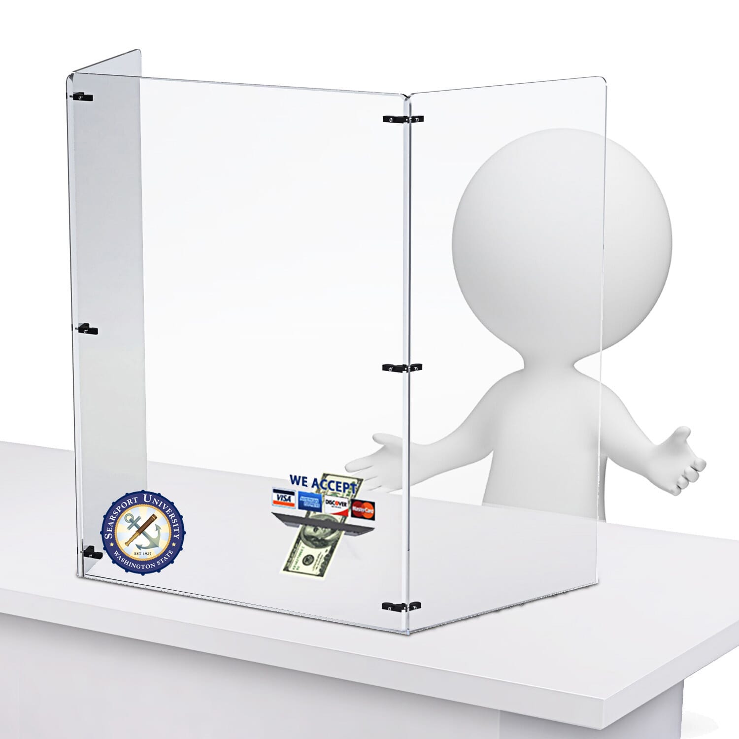 3 Panel Clear Acrylic Table Top Sneeze Guard Promotional Giveaway