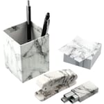 4 Piece Faux Marble Desktop Set