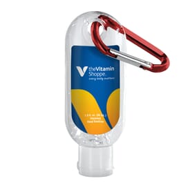 1.9 oz Clear Sanitizer in Clear Bottle with Carabiner