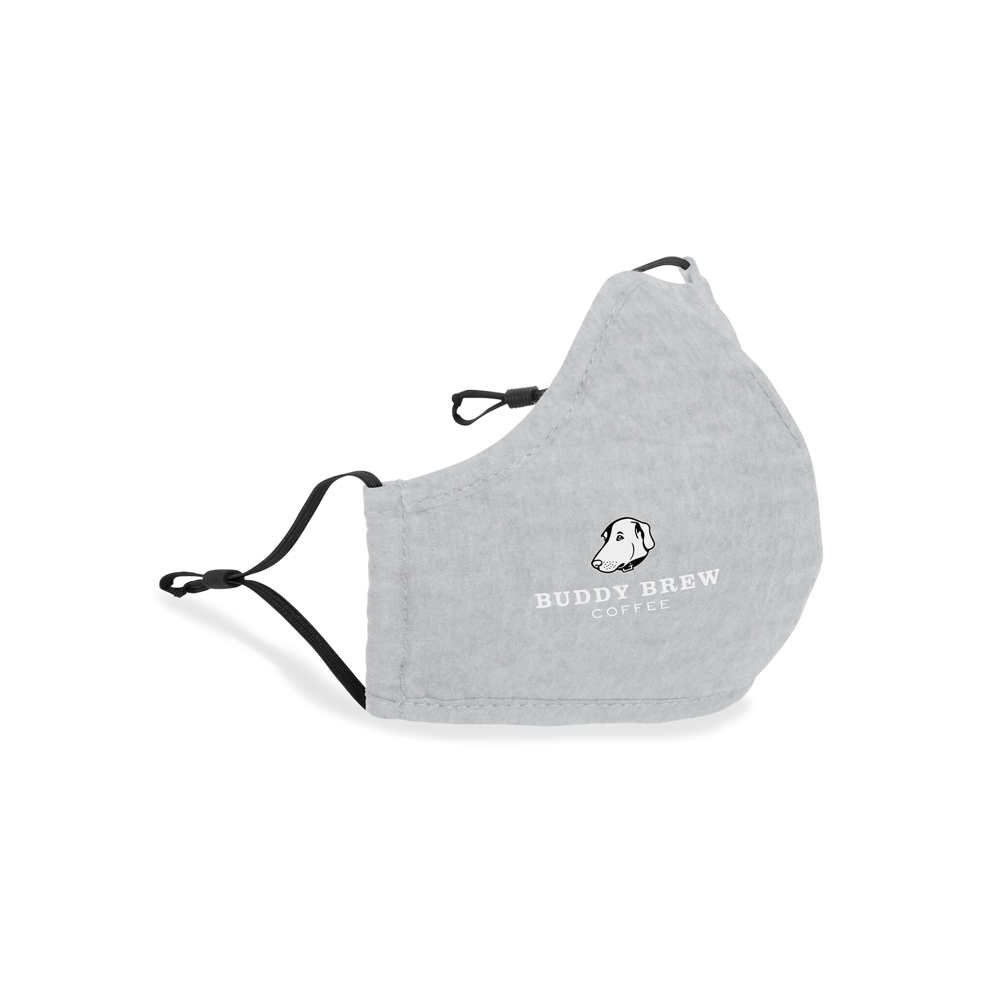 Light heather gray face mask with adjustable ear straps