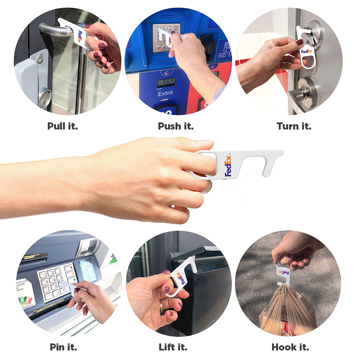 No touch safety tool to avoid germs
