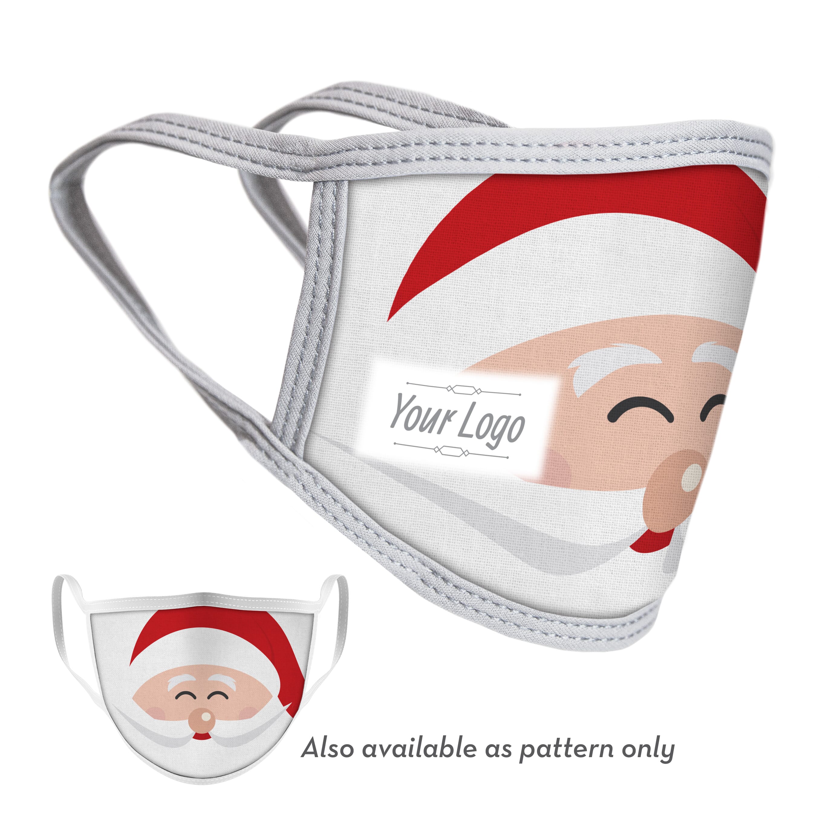 2-Ply Santa Face Mask with Logo - Adult and Youth