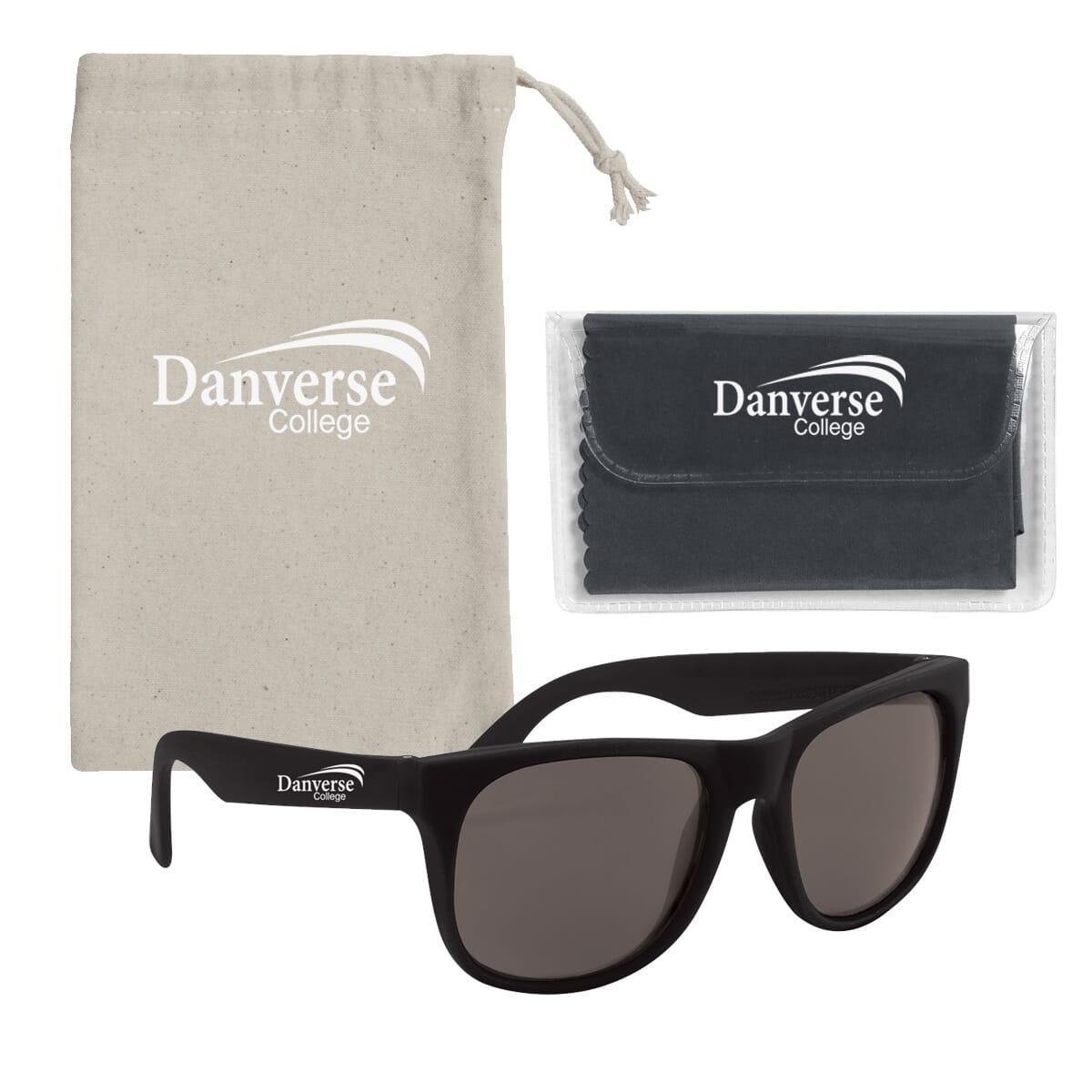 Rubberized Sunglasses With Microfiber Cloth And Pouch