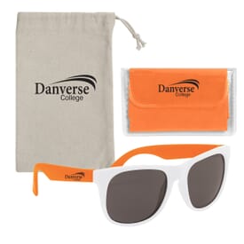 Rubberized Sunglasses With Microfiber Cloth And Pouch