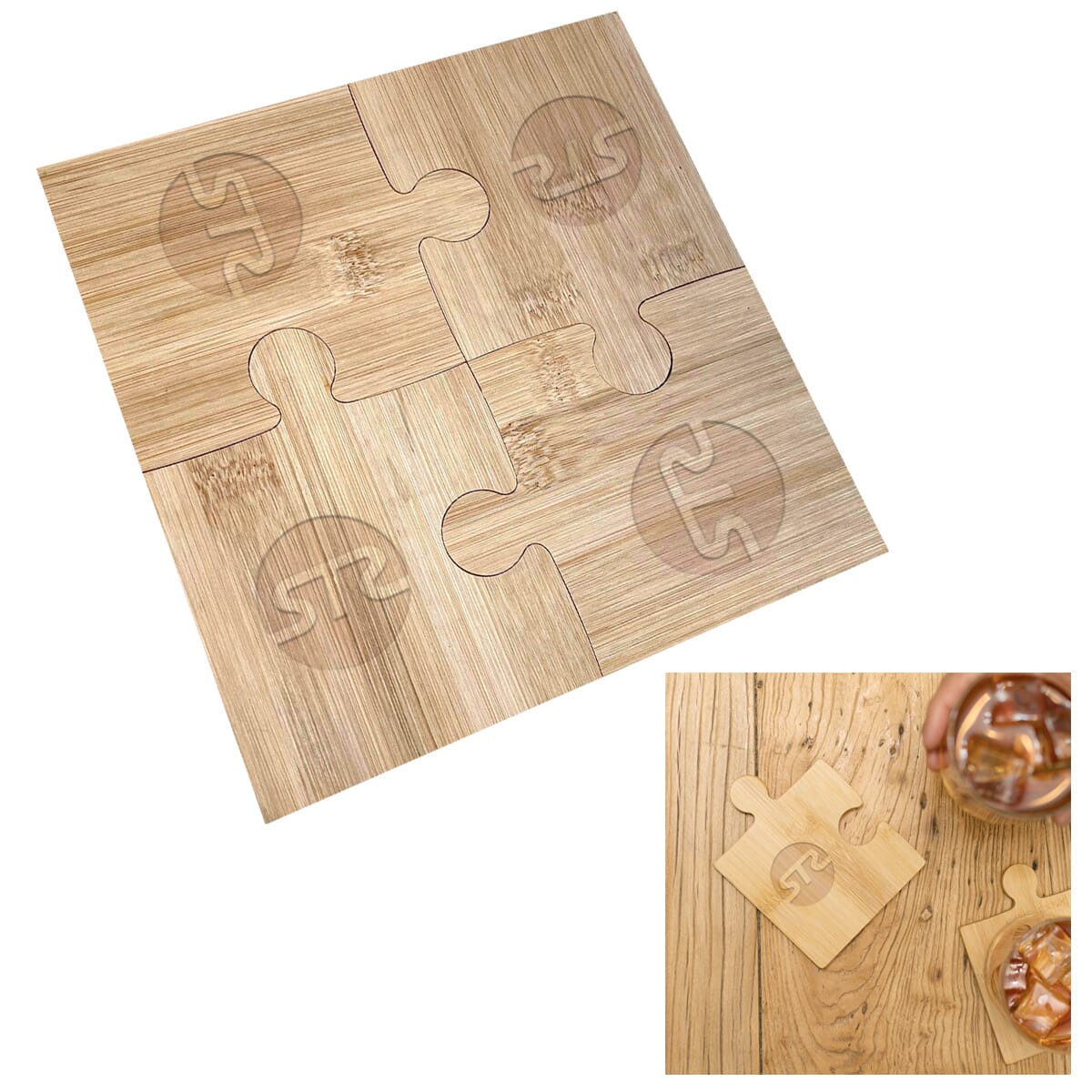 Bamboozle Puzzle Coaster Set Custom Bamboo Coasters Crestline