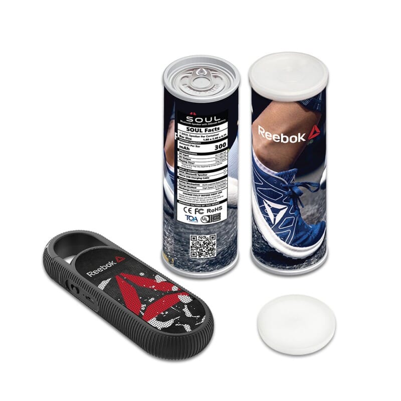 Soul Speaker with Branded Can Packaging