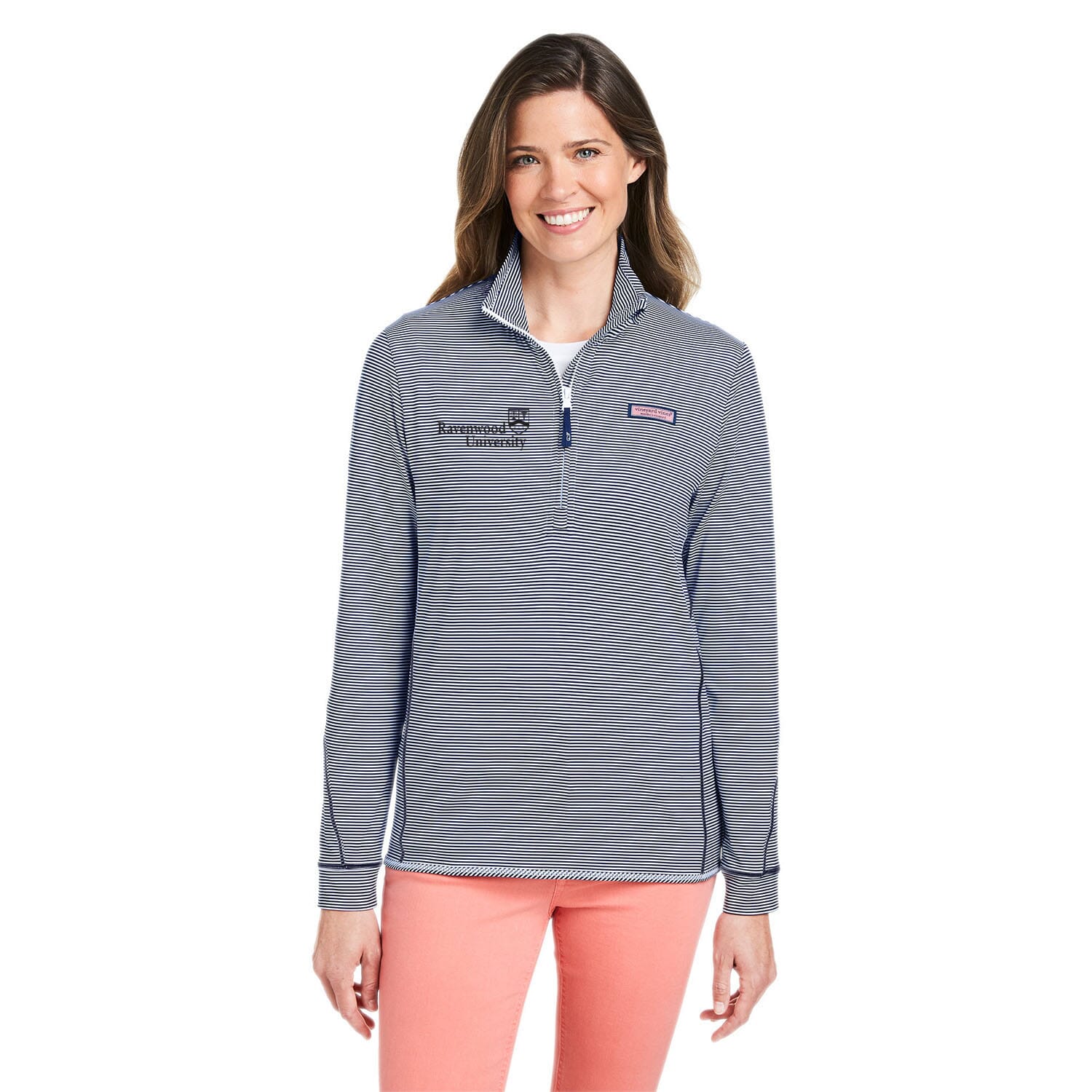 Ladies' Vineyard Vines® Microstripe Sankaty Half-Zip Pullover