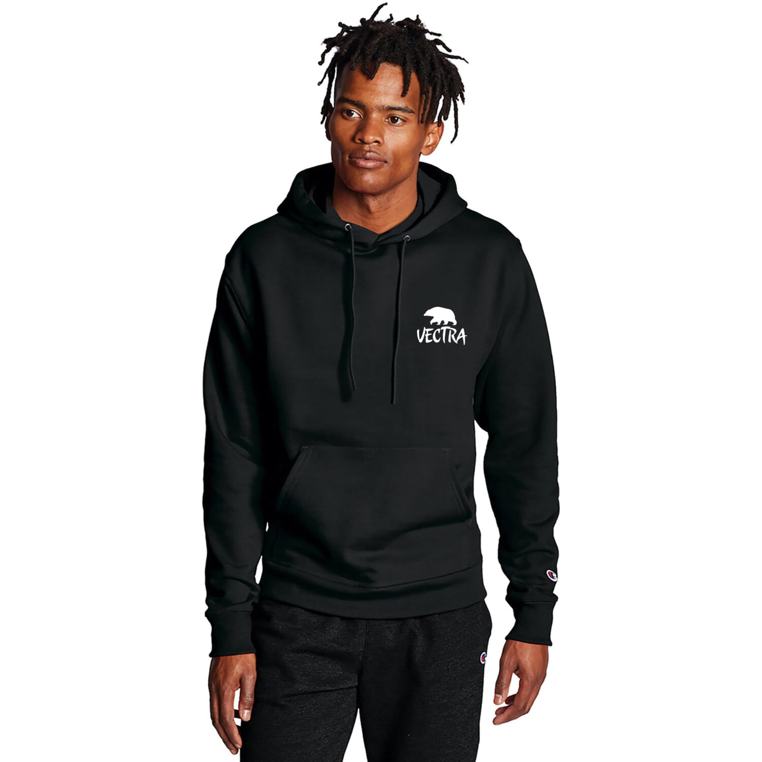 12 BLACK Champion Adult Powerblend Pullover Hooded Sweatshirt EMBROIDERY UP TO 8 000 STITCHES