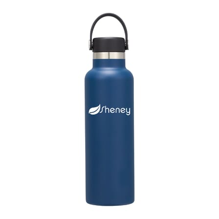 indigo hydro flask water bottle with logo
