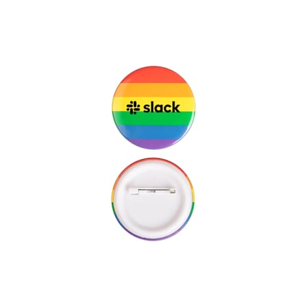 pride rainbow button with custom imprint
