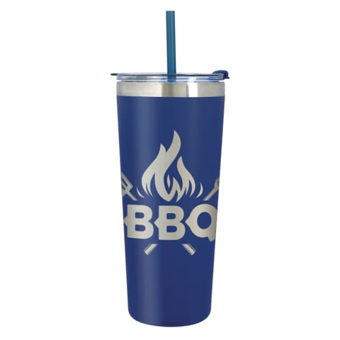 laser engraved insulated tumbler with straw