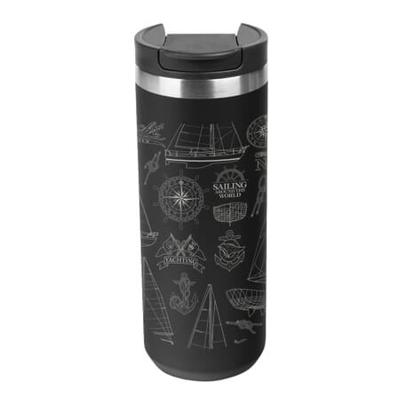 black laser etched insulated bottle