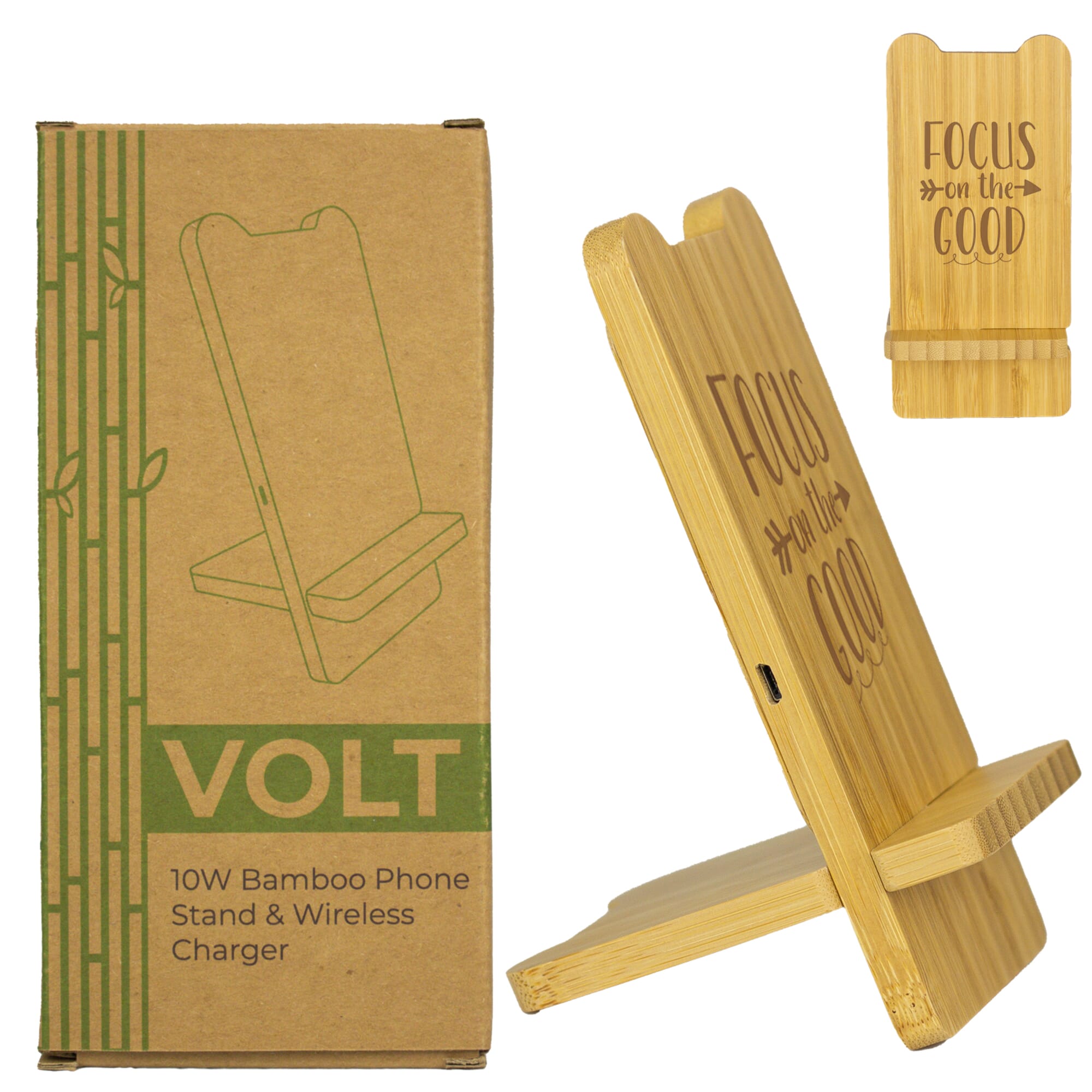 Volt 10w Bamboo Phone Stand Wireless Charger