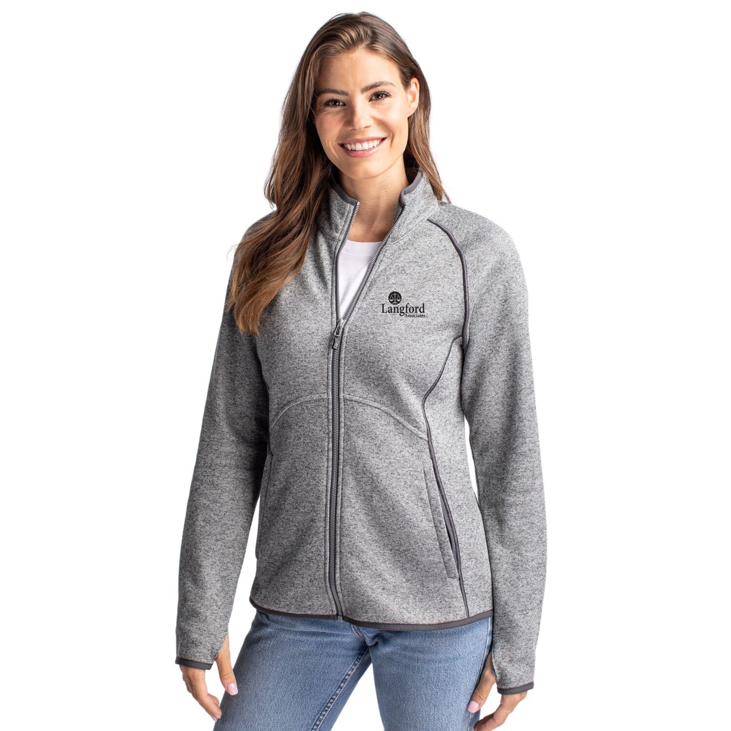 Women's Cutter & Buck Mainsail Sweater-Knit Full Zip Jacket ...