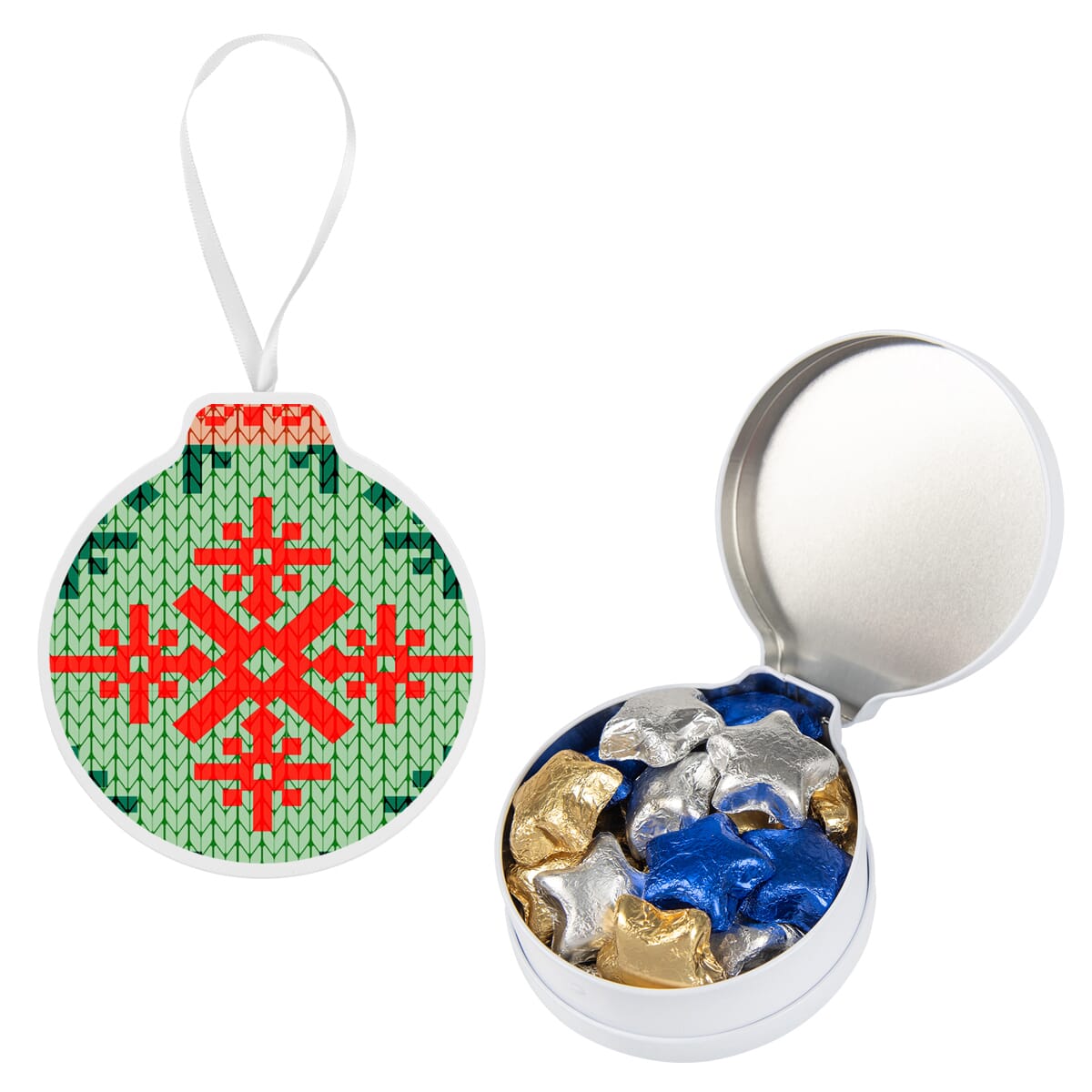 FULL COLOR ORNAMENT TIN WITH CANDY