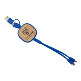 Dual Input 3-in-1 Bamboo Retractable Cable