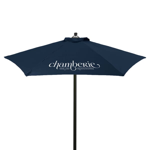 custom patio umbrella with logo Two Color Square Graphic and Frame Combo Black Top The heavy duty 45mm hexagonal aluminum post has four adjustable height settings and an easy Auto Slider pole which makes setting up the Umbrella a breeze Custom Patio Umbrella (6-Panel) |