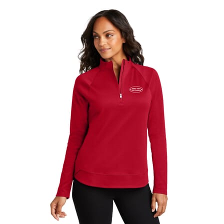 red port authority quarter zip pullover with embroidered logo