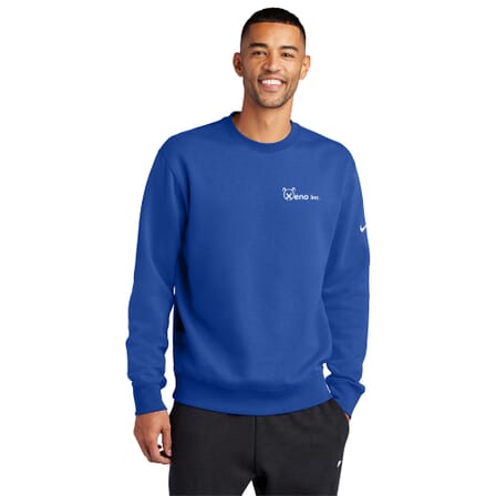 royal blue nike club fleece pullover with logo