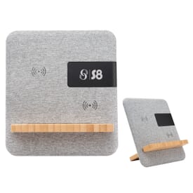 Fabric &amp; Bamboo Wireless Charger With Clock