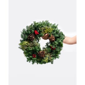 Lively Root 22&quot; Fresh Cut Noble Fir, Juniper &amp; Cedar Holiday Wreath