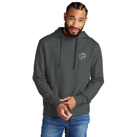 gray allmade organic hoodie with embroidered logo