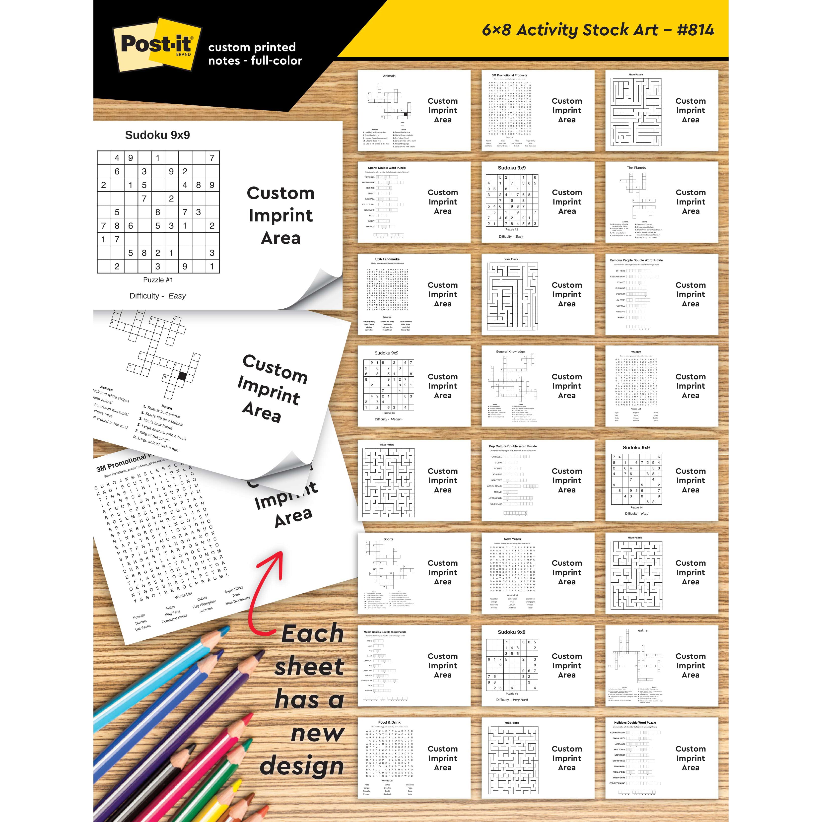 Post-it® Custom Printed Adult Color Pads- 6 x 8