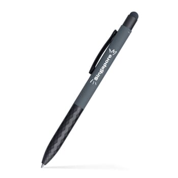 Fleetwood Stylus Satin Soft Touch Gel Click Pen (Recycled Aluminum) w/ Gunmetal Grip