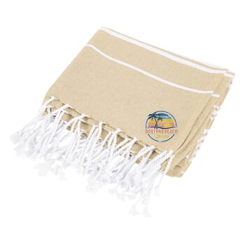 100% Recycled Cotton Beach Blanket With Tassel Fringe