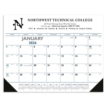 2026 Triumph® Calendars Blue &amp; Black Desk Pad with Vinyl Corners