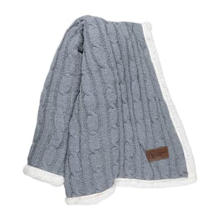 Cable Knit Chenille Throw with laser engraved patch