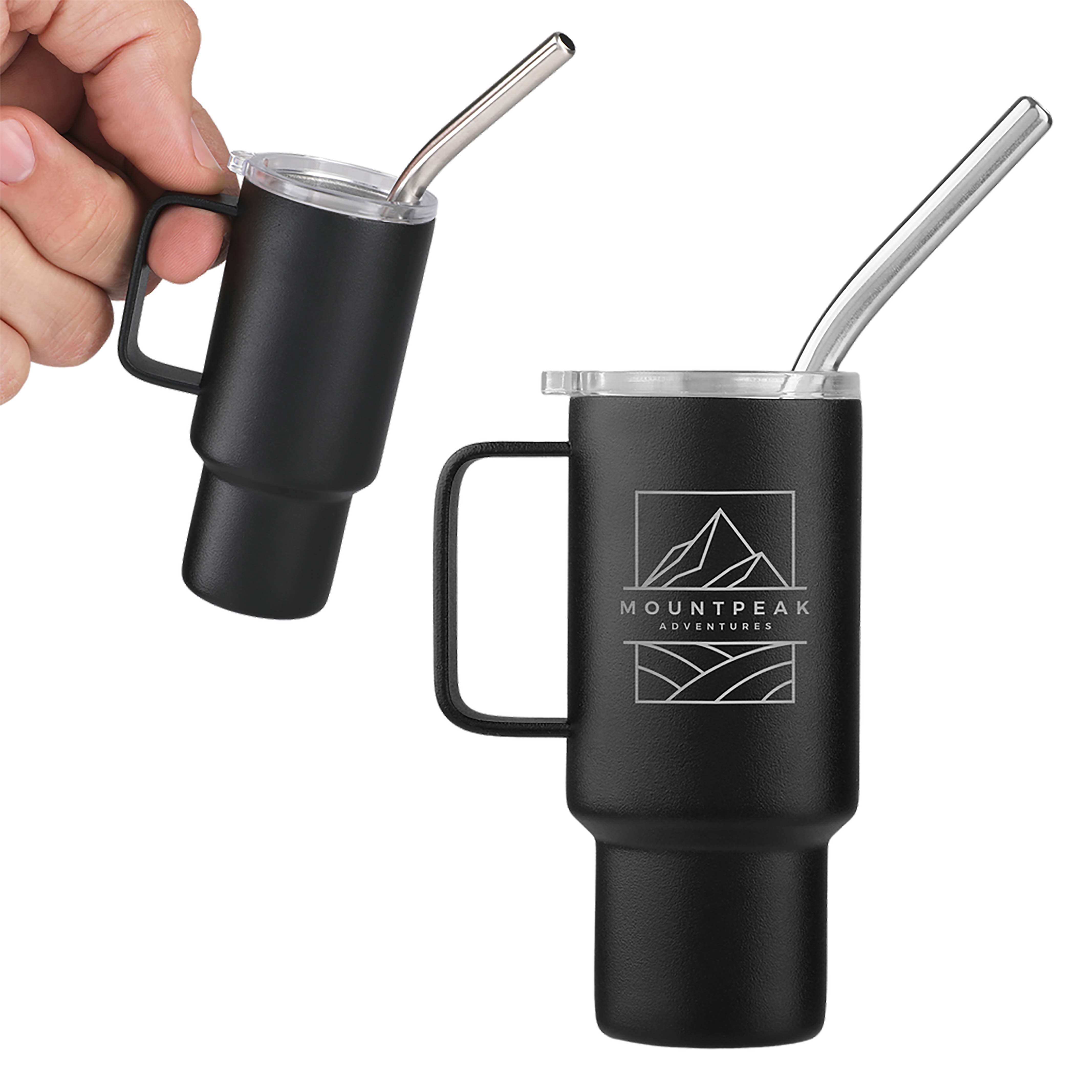 2 oz Mini Stainless Steel Tumbler with Straw