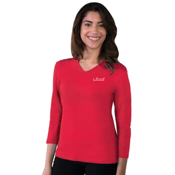 Ladies' 3/4 Sleeve V-Neck Tee